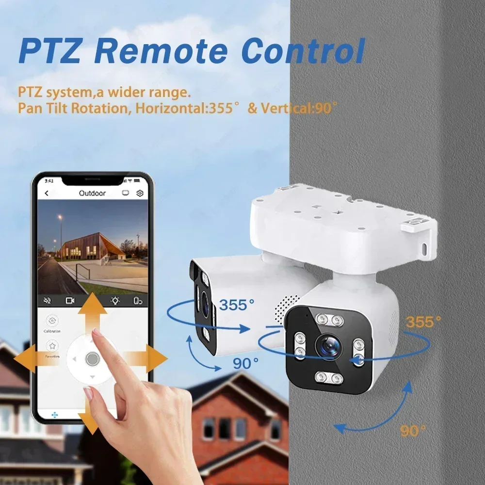 10MP Dual Lens Dual Screen WiFi IP Camera 5MP 10X Zoom PTZ Camera Outdoor Color Night Auto Tracking CCTV Surveillance Camera