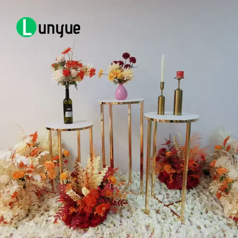 Wrought Iron Round Dessert Table Golden Cake Stand for Wedding Birthday Hotel Decoration Party Props Elegant Metal Display