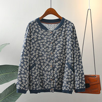 Womens Plus Size Jacket Autumn Casual Clothing Loose Cotton And Linen Floral Loose Cotton And Linen Floral Outwear Curve Coats