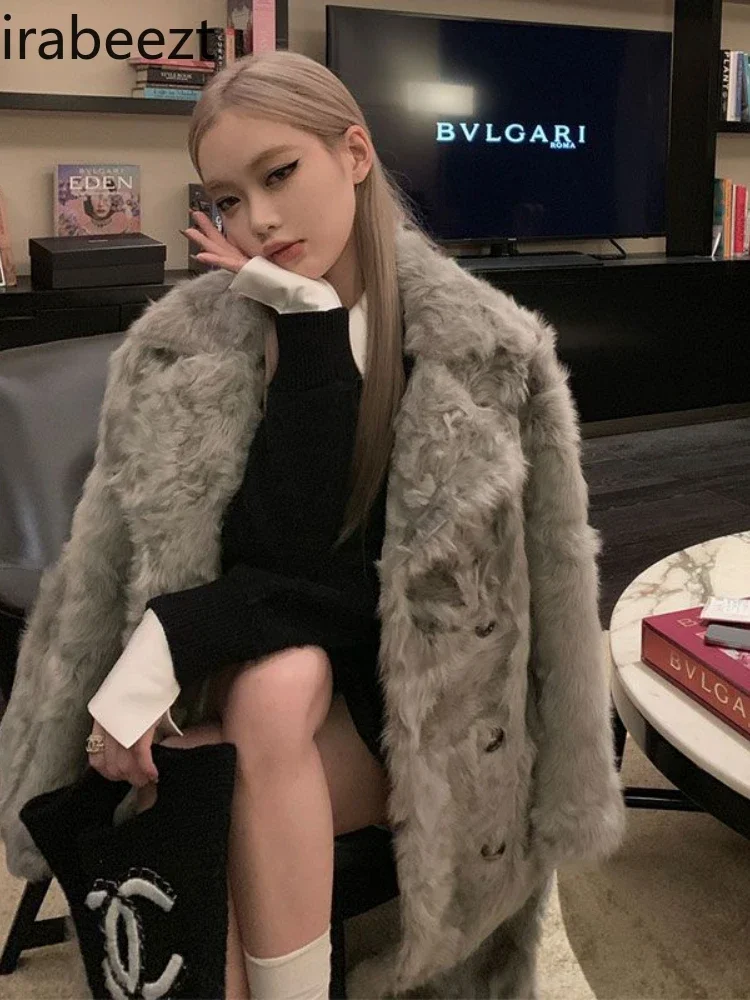 Imitation Toka Sheep-rolled Winter Jacket Women\'s Thick Warm High-grade Casacos De Inverno Feminino 2024 Long Faux Fur Coat