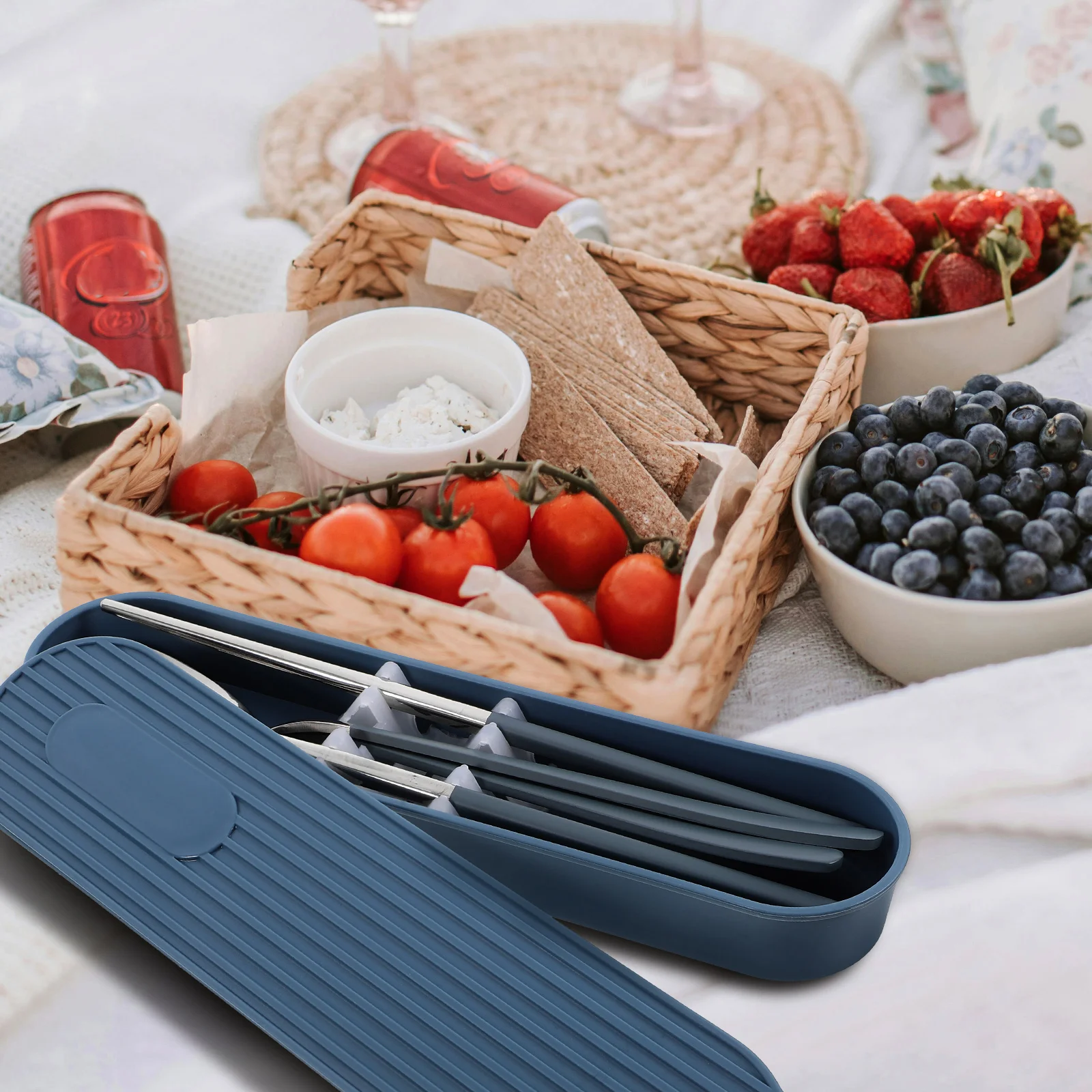 

Portable Cutlery Set 304 Stainless Pull out Travel Reusable Utensils Case for Picnic Camping Lunch Box Silverware