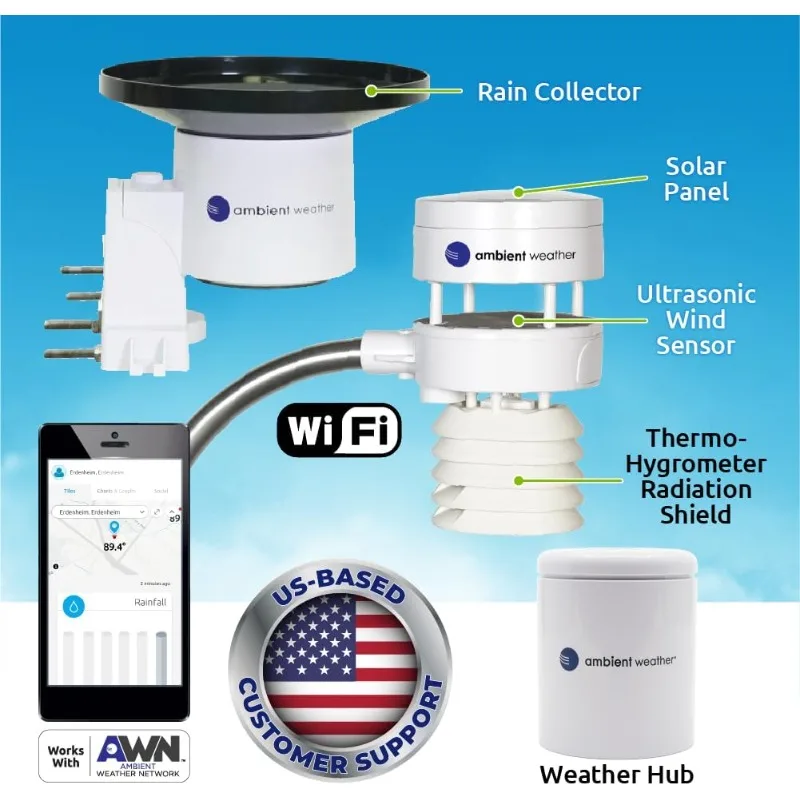 WS-5000-IP3 Ultrasonic Professional Smart Weather Station with Remote Monitoring and Alerts