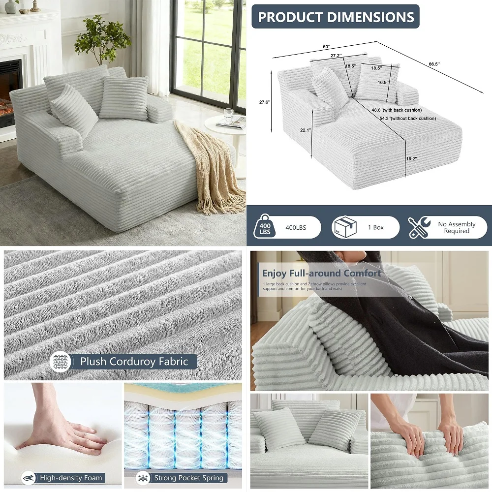 

Choice Products Modern Loveseat Sofa for Living Room, Corduroy Recliner, Removable Cover, Spring Cushions, Solid Wood Frame, Ea