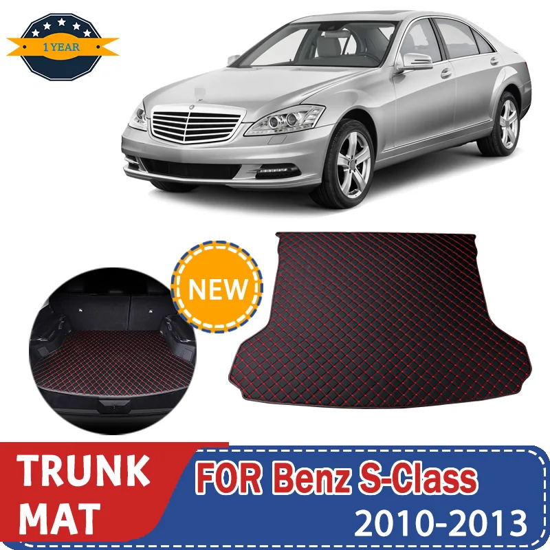 

For Benz S-Class 2010-2013 Artificial Leather Car Trunk Mat Rear Trunk Cargo Protective Mat Car Interior Accessories