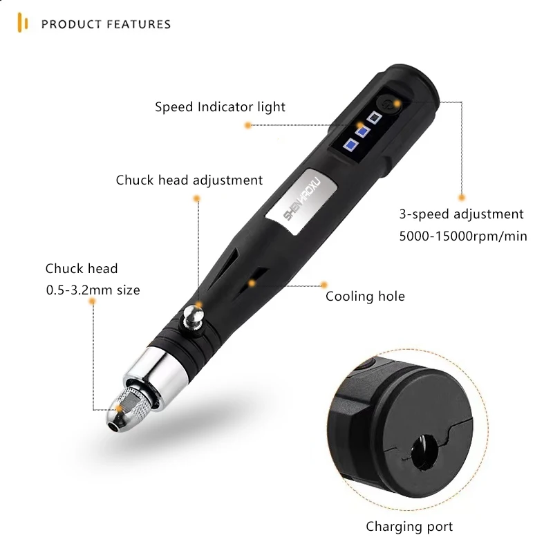 5V Mini Electric Grinder Power Tools Rotation Tool Multifuctional Grinding Accessories Set 3 Speed Engraving Pen For Dremel