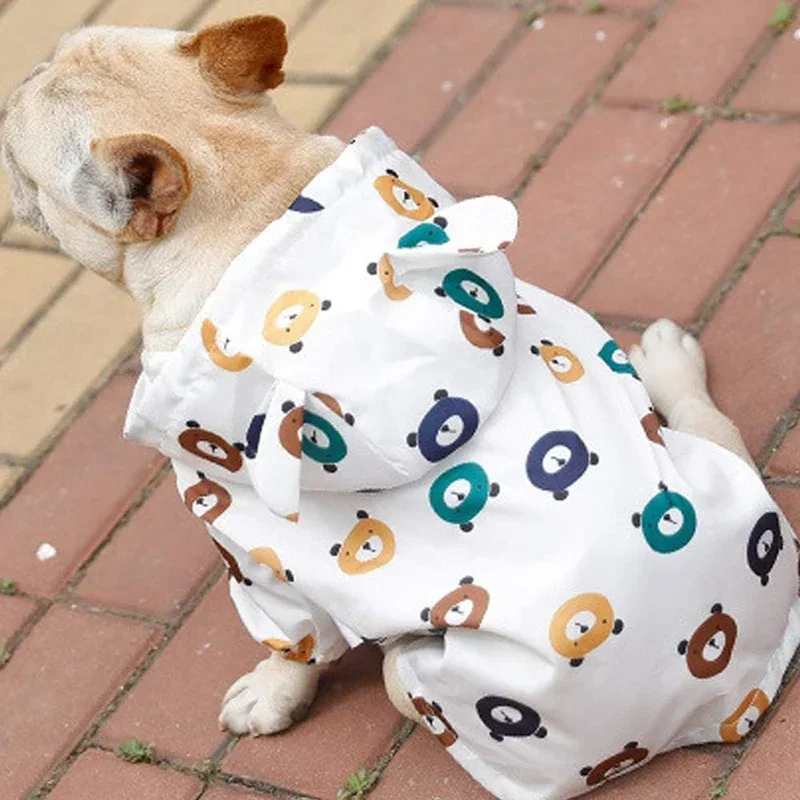 Dog Raincoat Waterproof Hoodie Jacket Rain Poncho Pet Rainwear Clothes Ctue Cartoon Bear Outdoor Dogs Raincoat Accessories