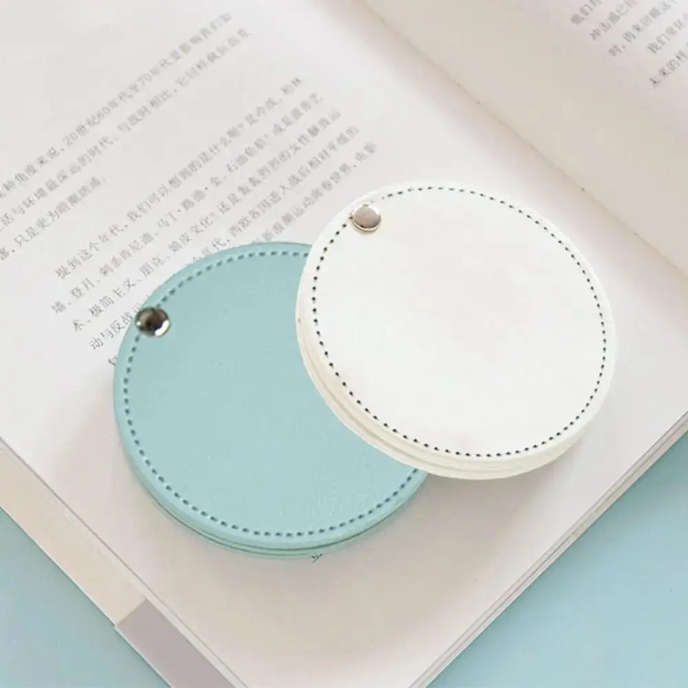 Round Makeup Mirror Portable Lightweight Pu Leather Cosmetic Mirror Mini Ultra-Thin Pocket Mirror