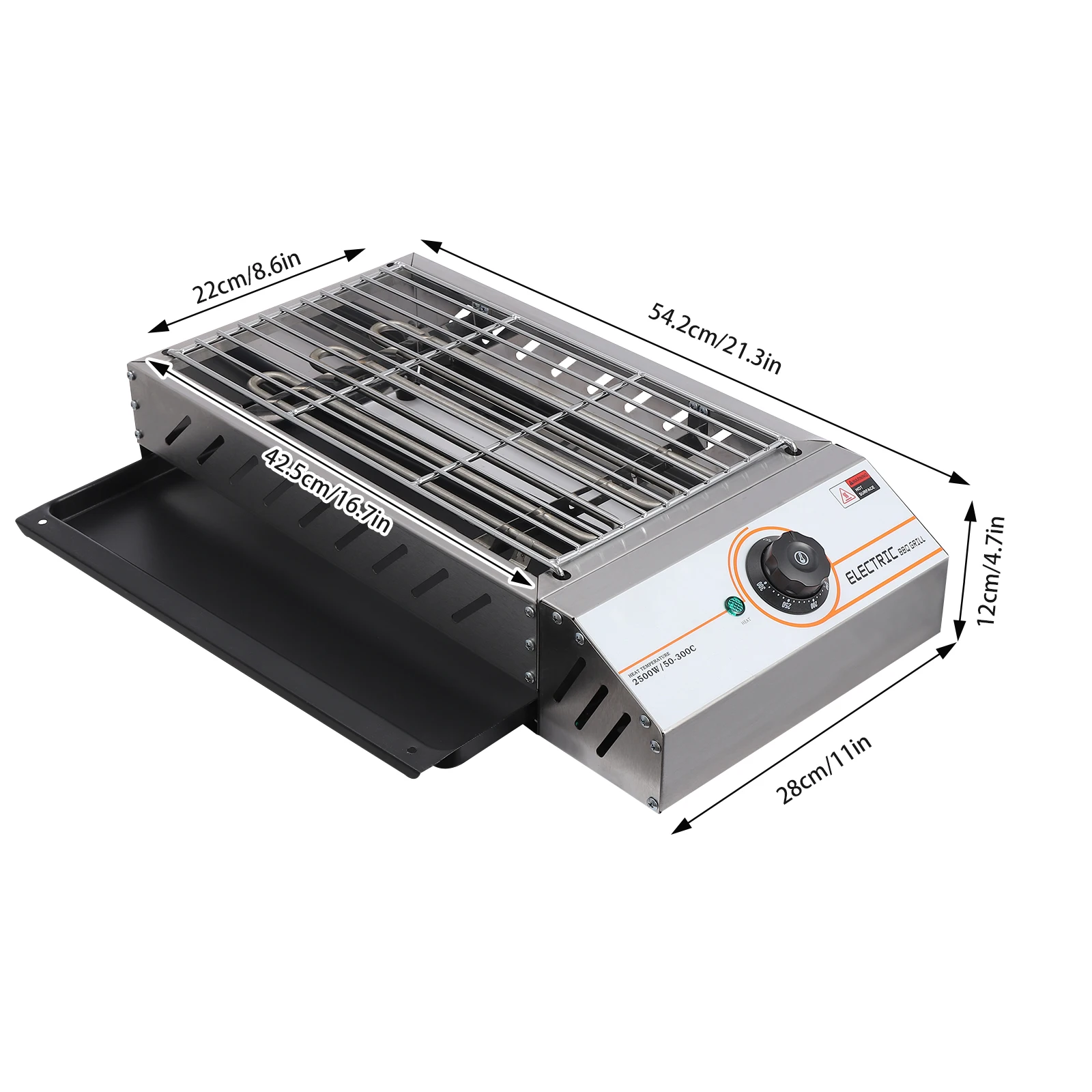 Elektro-BBQ-Grill aus Edelstahl 2,5 kW – Tragbar & Präzise