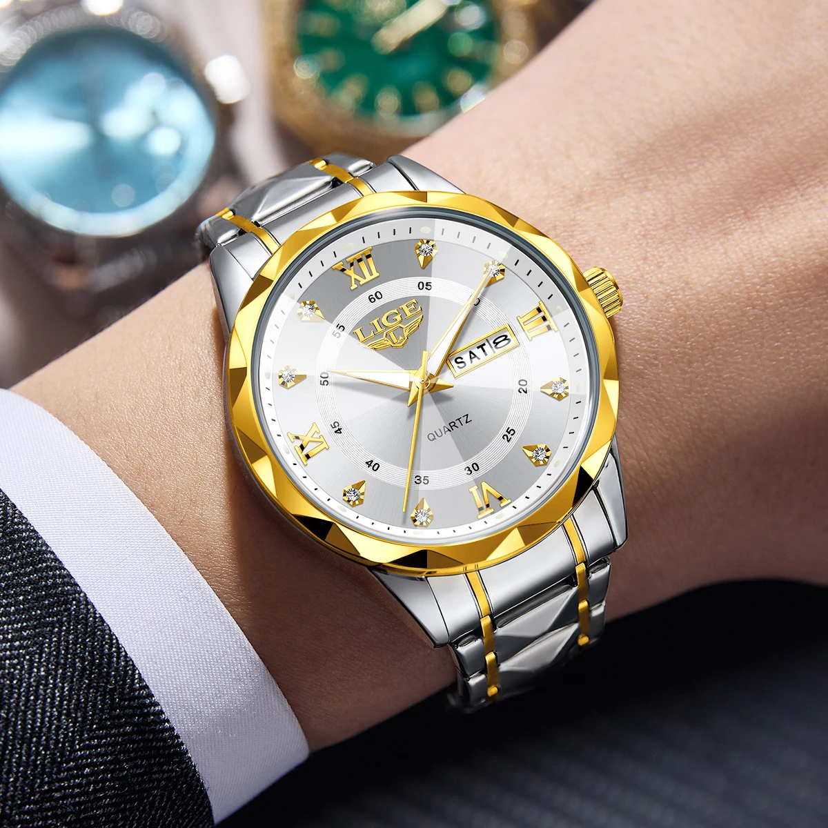 LIGE 2026 men's watch business formal luminous waterproof fashion quartz clock day date luxury watches for men reloj hommes+BOX