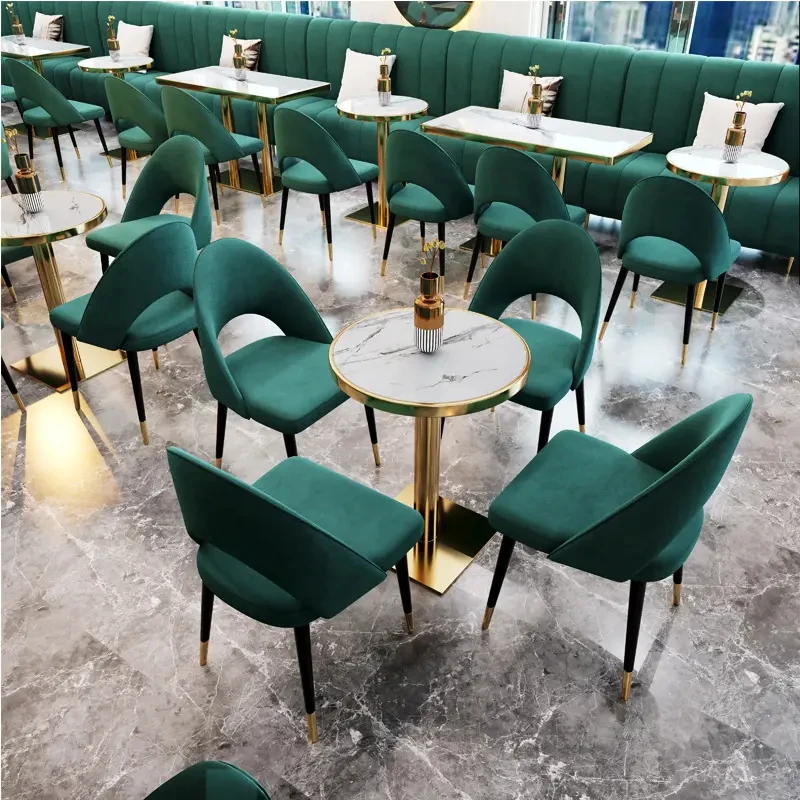 Modern Restaurant Furniture Velvet Green Booth Seats Cafeteria Sofa Cafe Table And Chairs Set For Restaurant And Bars