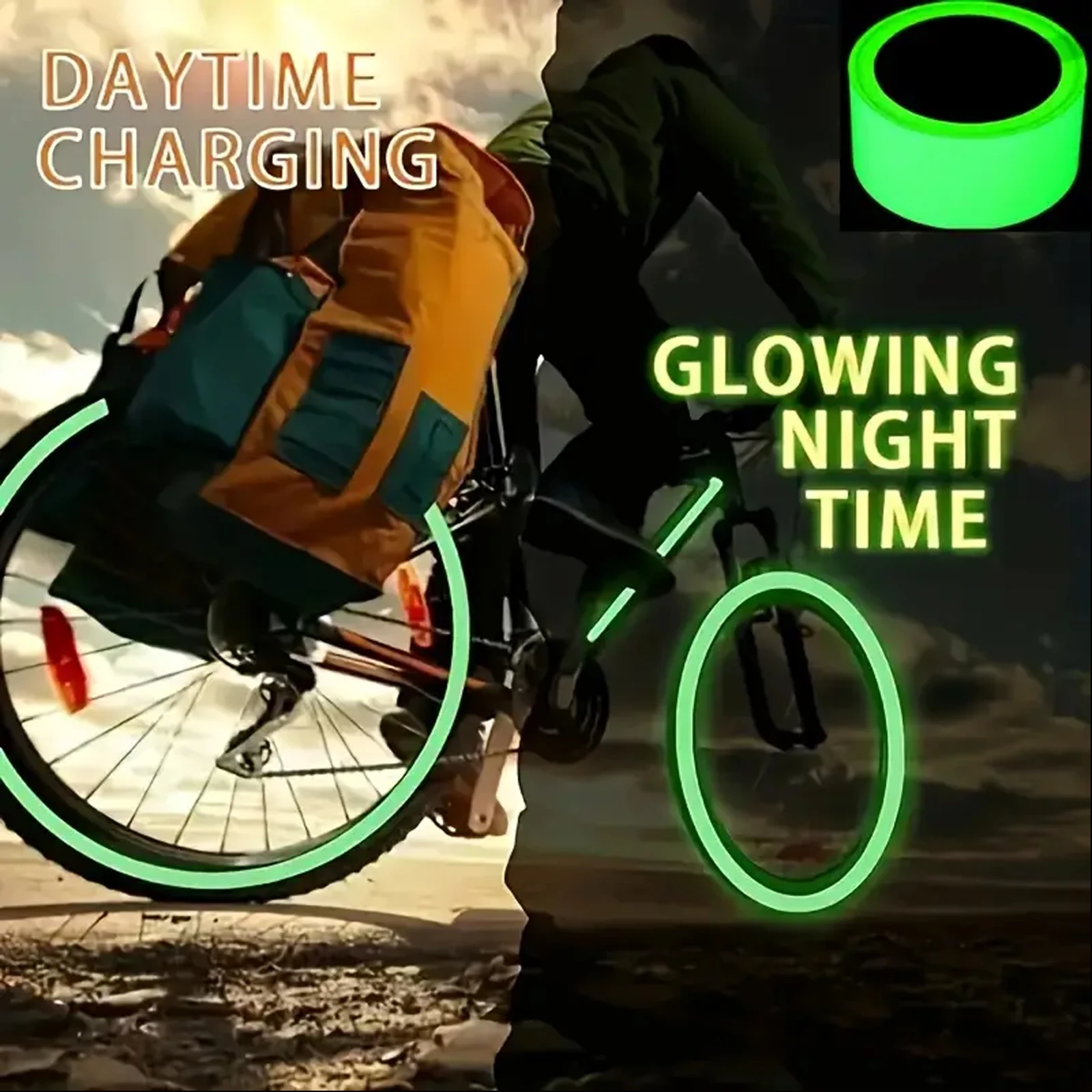 3cmx3m/1.18inx9.84ft Glow in The Dark Sticker Tape – Reflective, Night Visible, for Home Decoration & Emergency Preparedness