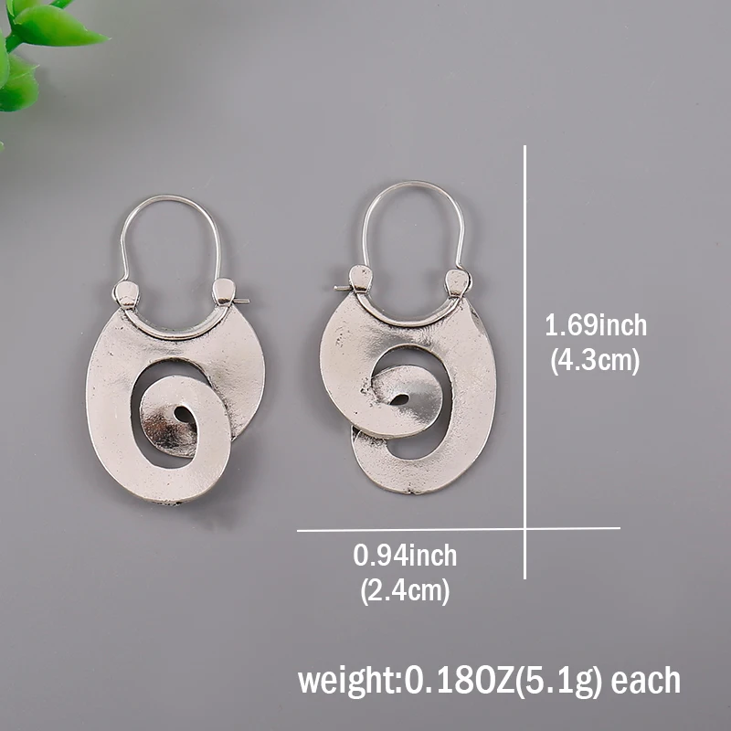 Irregular Spiral Dangle Earring Retro Minimalist Style Alloy Gold Plated Jewelry Decilate Female Gift