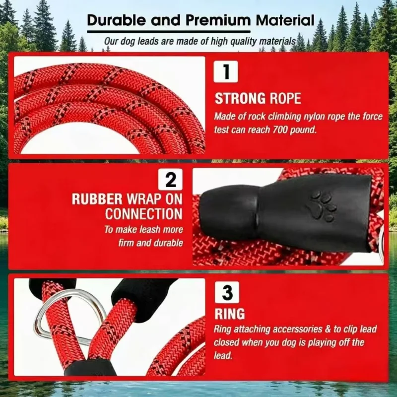135CM Strong Dog Leash Soft Padded Handle Heavy Duty Reinforced Leash for Small Medium Large Dogs Pet Walking Supplies