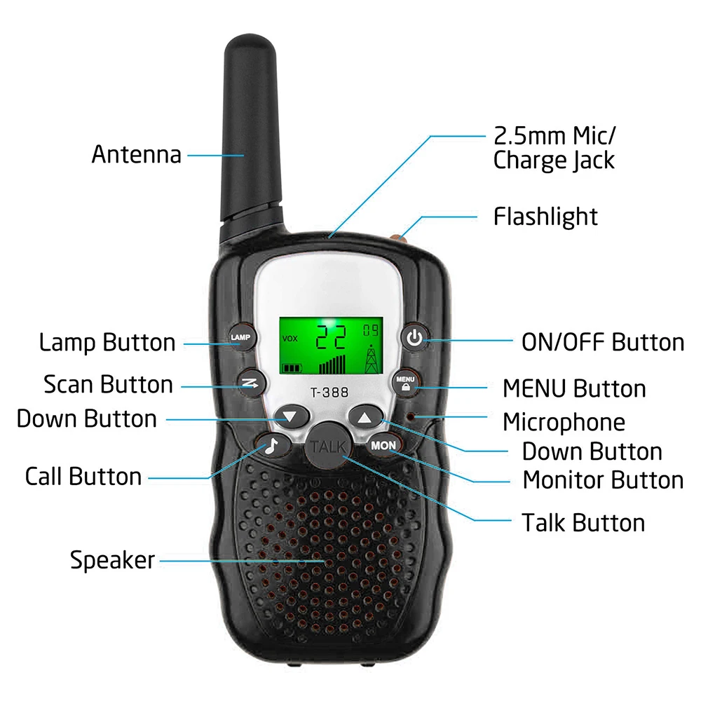 2 szt. Mini dzieci Walkie Talkie Celular ręczny nadajnik-odbiornik wyróżnij telefon Radio domofon z lampą LED na prezenty dla dzieci