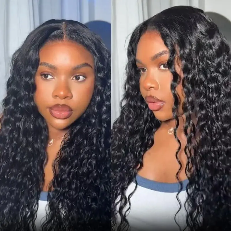 

Парик Klaiyi 7x5 Bye Bye Slip Water Wave с эффектом водной волны, с детской прядью и завязками, без клея, из натуральных волос, установка за 30 секунд