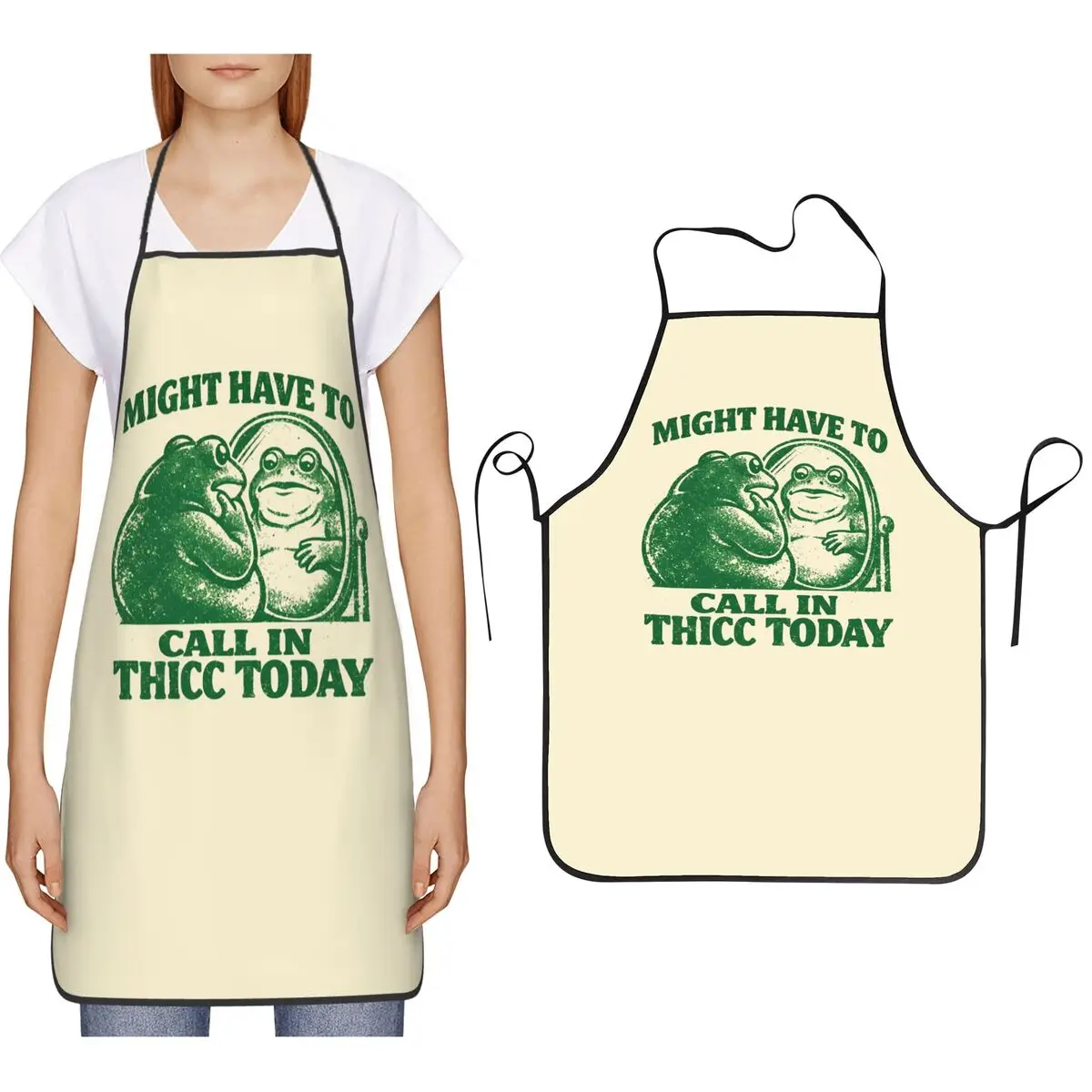 

Фартук с мемом лягушки «Сегодня я толстушка» для шеф-поваров, готовки, выпечки, уборки на кухне, для женщин и мужчин