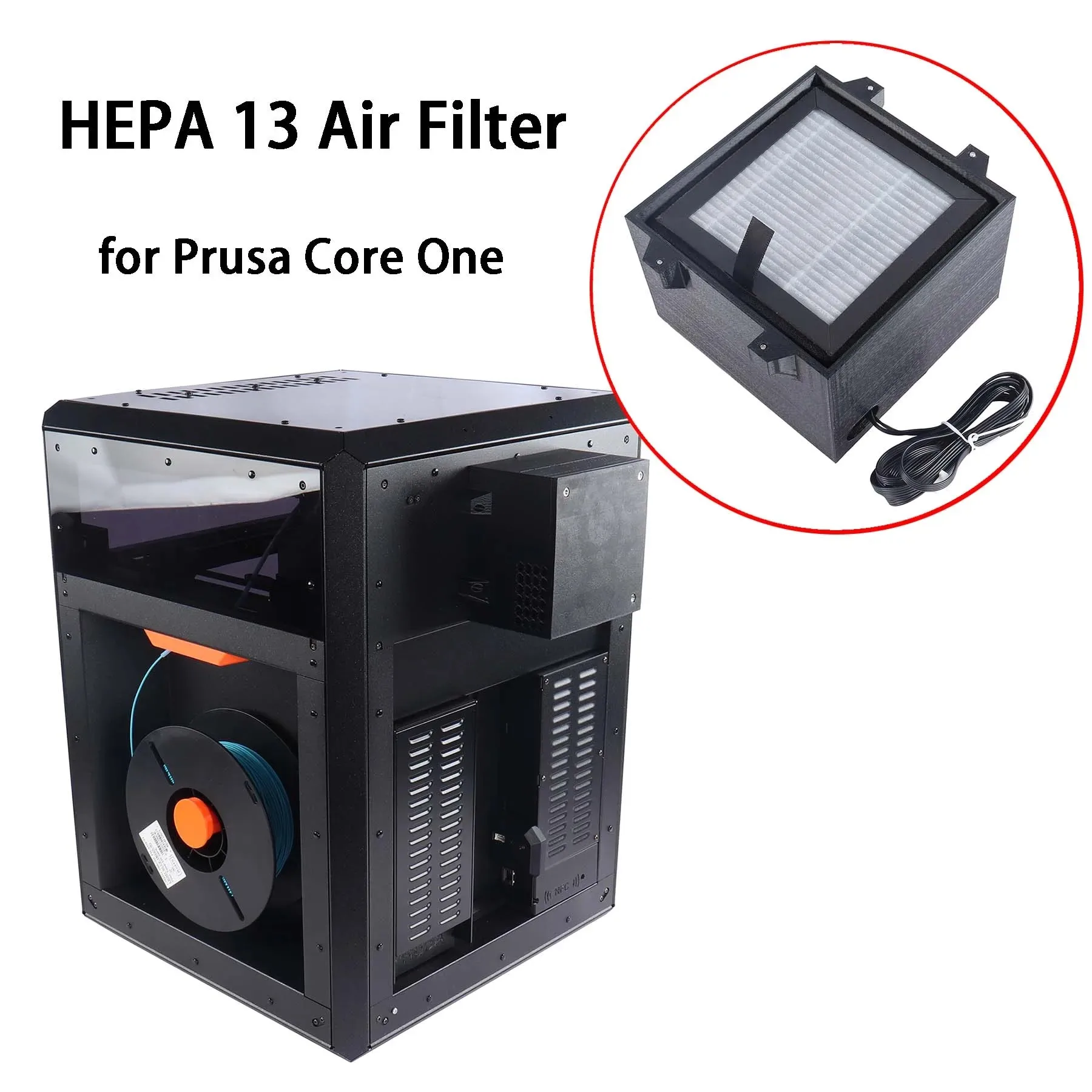 

HEPA-13 Air Filter w/ Activated Carbon for Prusa Core One | Dual-Fan Dust Odor Control | 3D Printer Enclosure Accessories