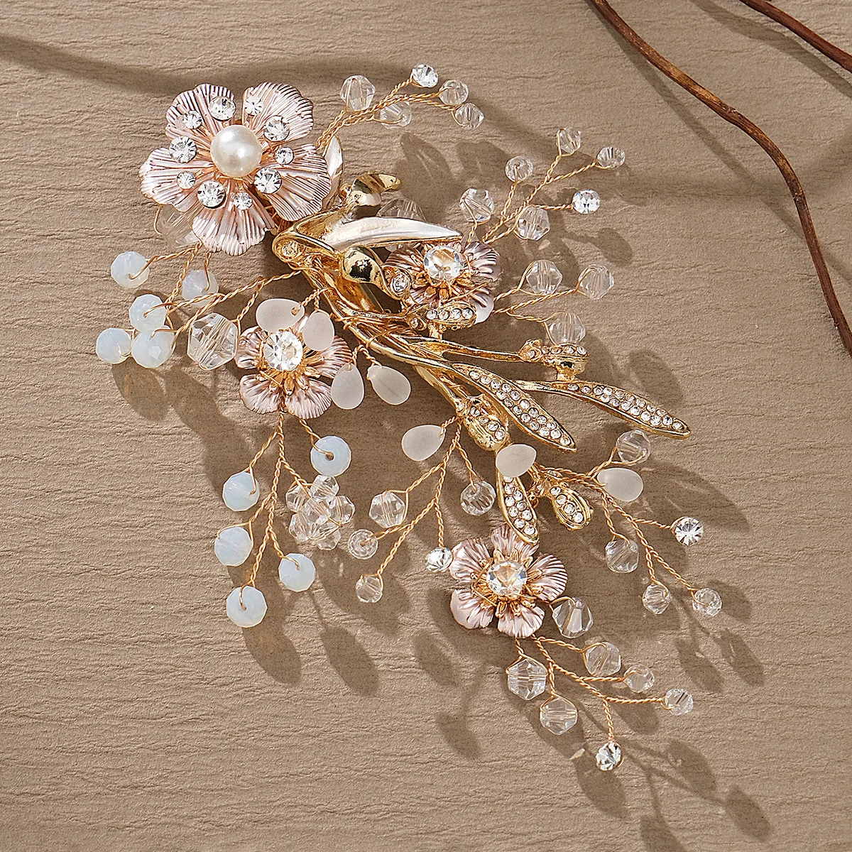 

Хрустальный цветок, лист, свадебная заколка для волос, повязка на голову для женщин, вечерние свадебные аксессуары для волос, ювелирные изделия, зажим для волос, булавка