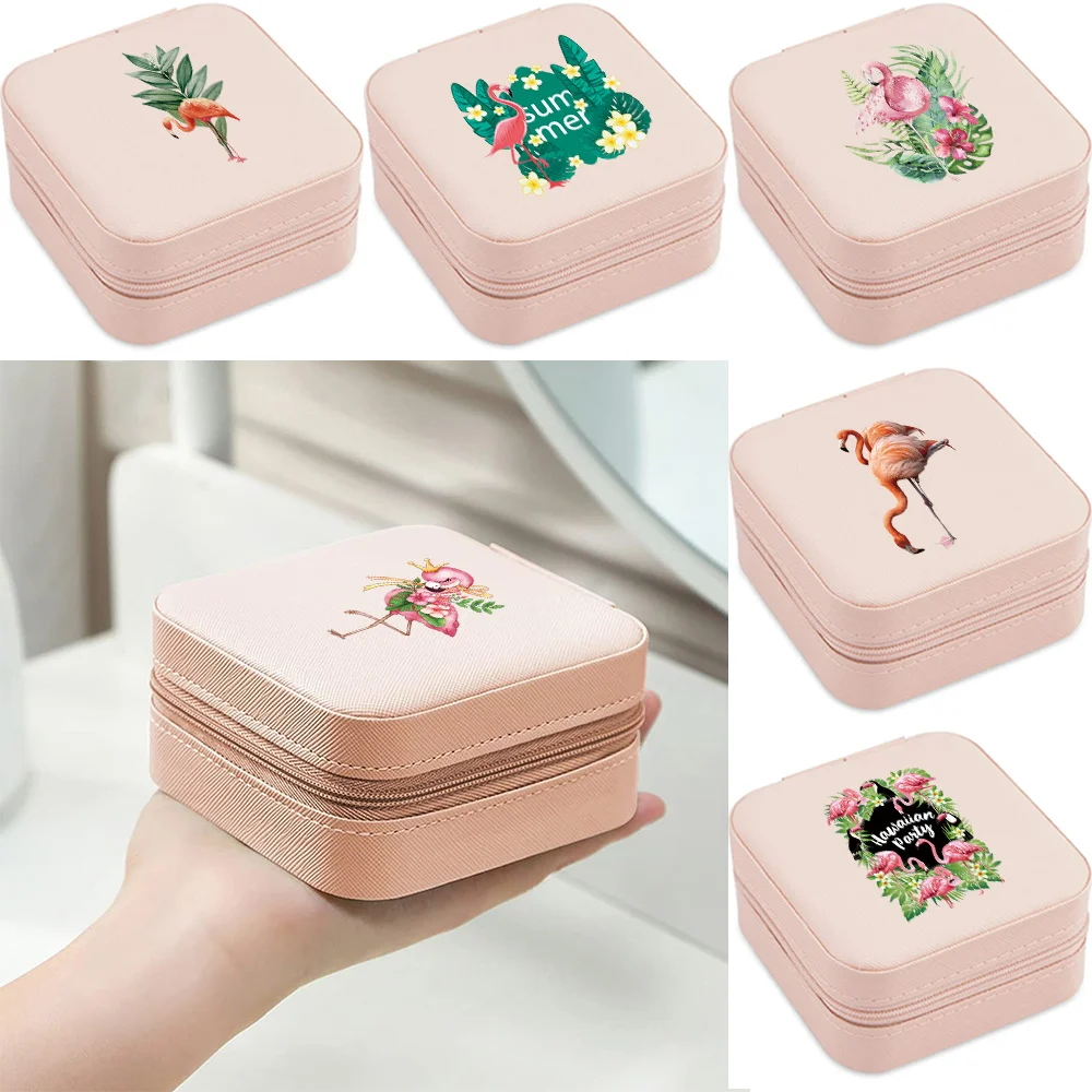 

Portable Jewelry Box Travel Jewelry Jewelry Organizer Display Jewelry Case Leather Storage Pink Flamingo Jewelers Jewelry Box