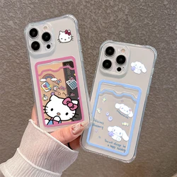 Cute cinnamoroll hello kitty Card Hold Case For iPhone 15 14 13 12 11 Mini Pro Max X XR XSMax 6 7 8 Plus Anti-fall Clear Cover