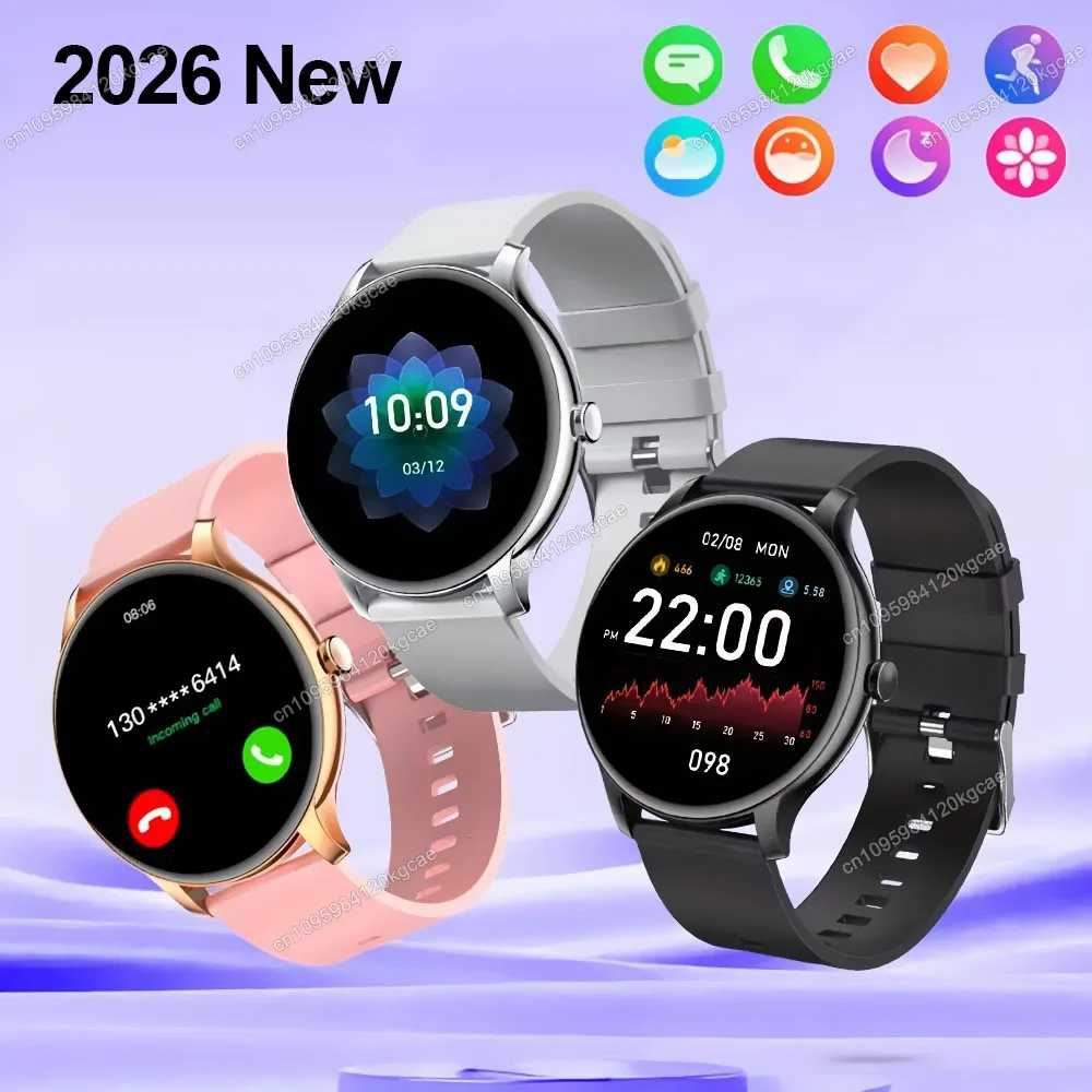 2026 Neue Smartwatch mit Herzfrequenz- und Schlafüberwachung, 1,52 Zoll HD-Bildschirm, Bluetooth-Anruf, Damen-Sport-Smartwatch für Android und iOS Hw12