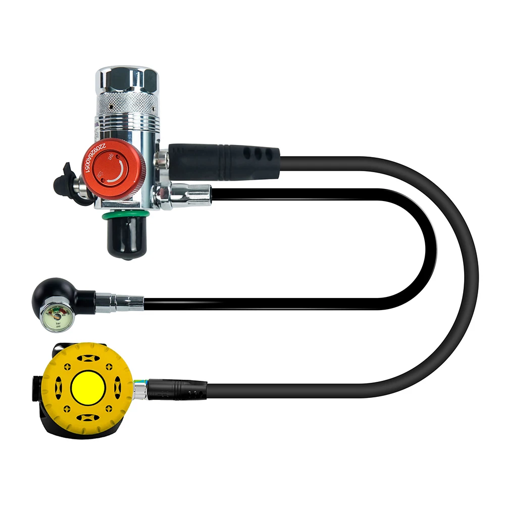 

THAISTONE M18*1.5 Scuba Tank Brass First-Stage Regulator with Extended Pressure Gauge and Plastic Second-Stage Regulator