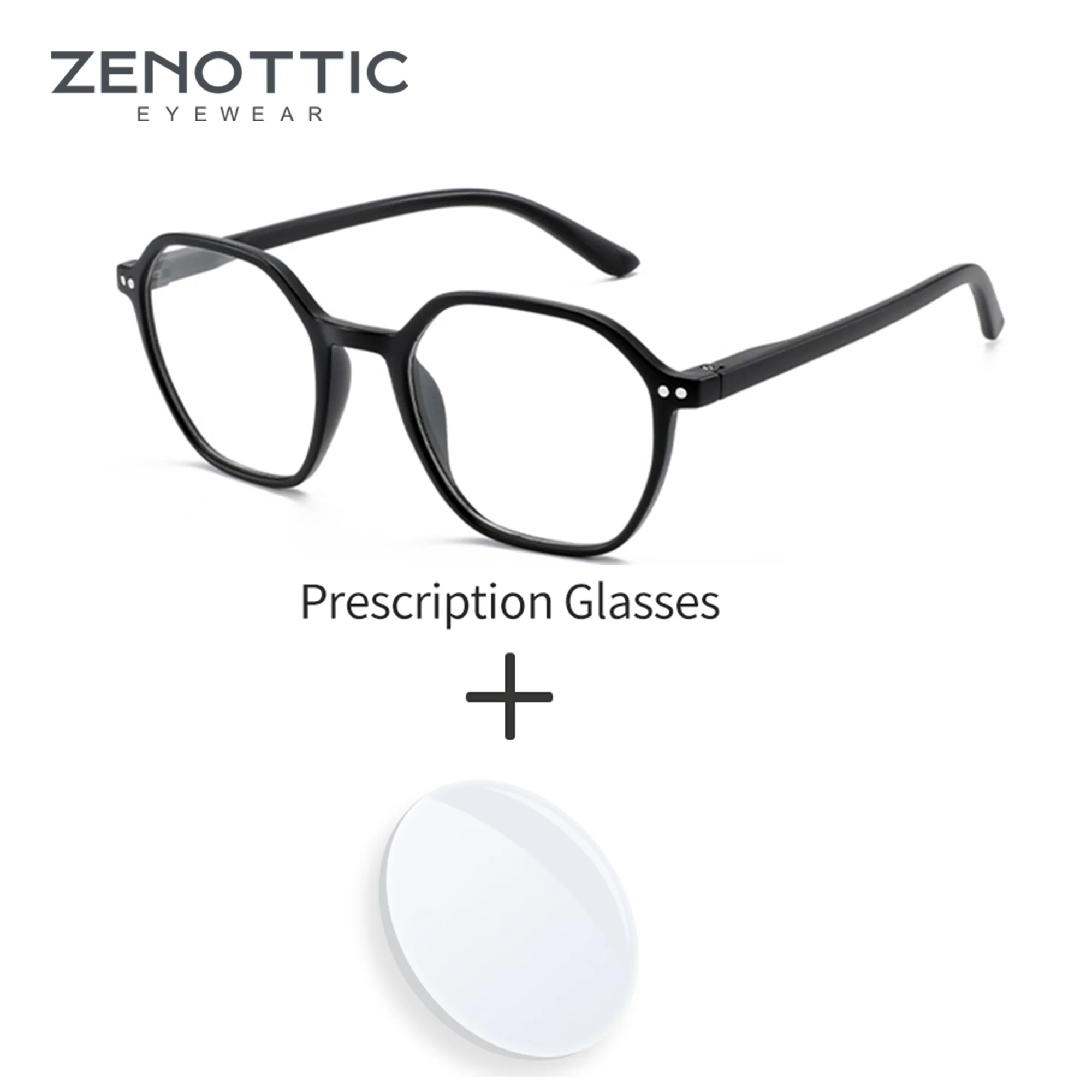 

ZENOTTIC Fashion Hexagonal Prescription Eyeglasses Men Full-Rimmed Eyewear Women Myopia Hyperopia Progressive Anti-Blue Light