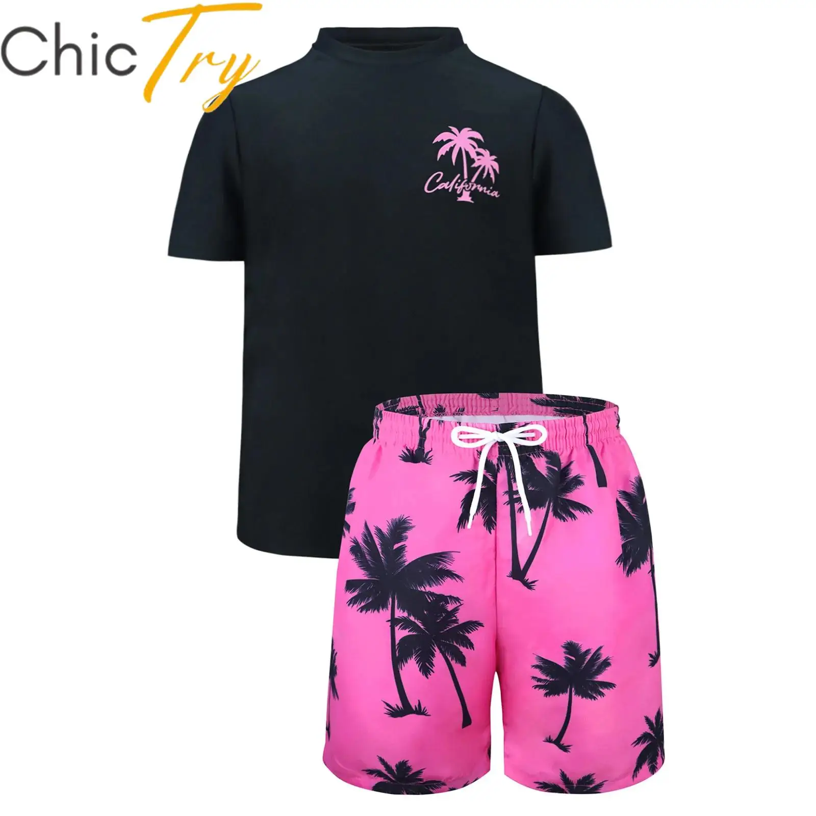 

Kids Boys Swim Sets Swimwear Outfit Short Sleeve Top with Knot Decorated Shorts Suits for Swimming Bathing Beachwear Holiday