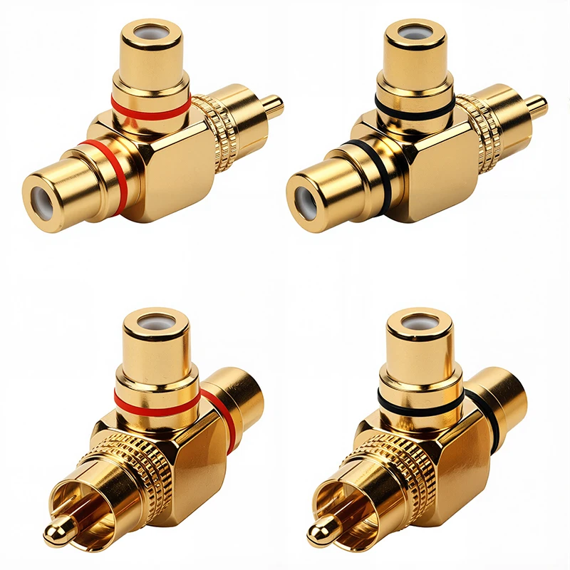 2/4/8PCS Gold Plated RCA Male To 2 Female RCA Splitter Adapter AV Video Audio T Plug RCA 3 Way Plug R Connector