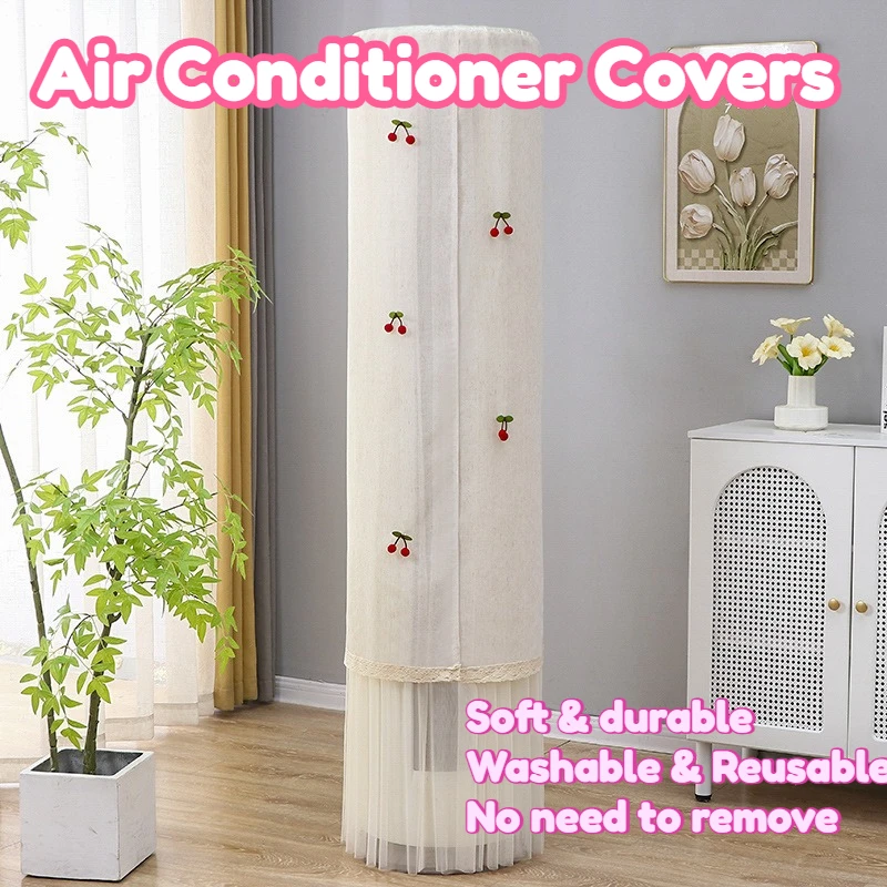 

Air Conditioner Covers Cute Cherry Cylindrical AC Cream Style Soft No-Removal Dustproof Protection Soft Durable Breathable