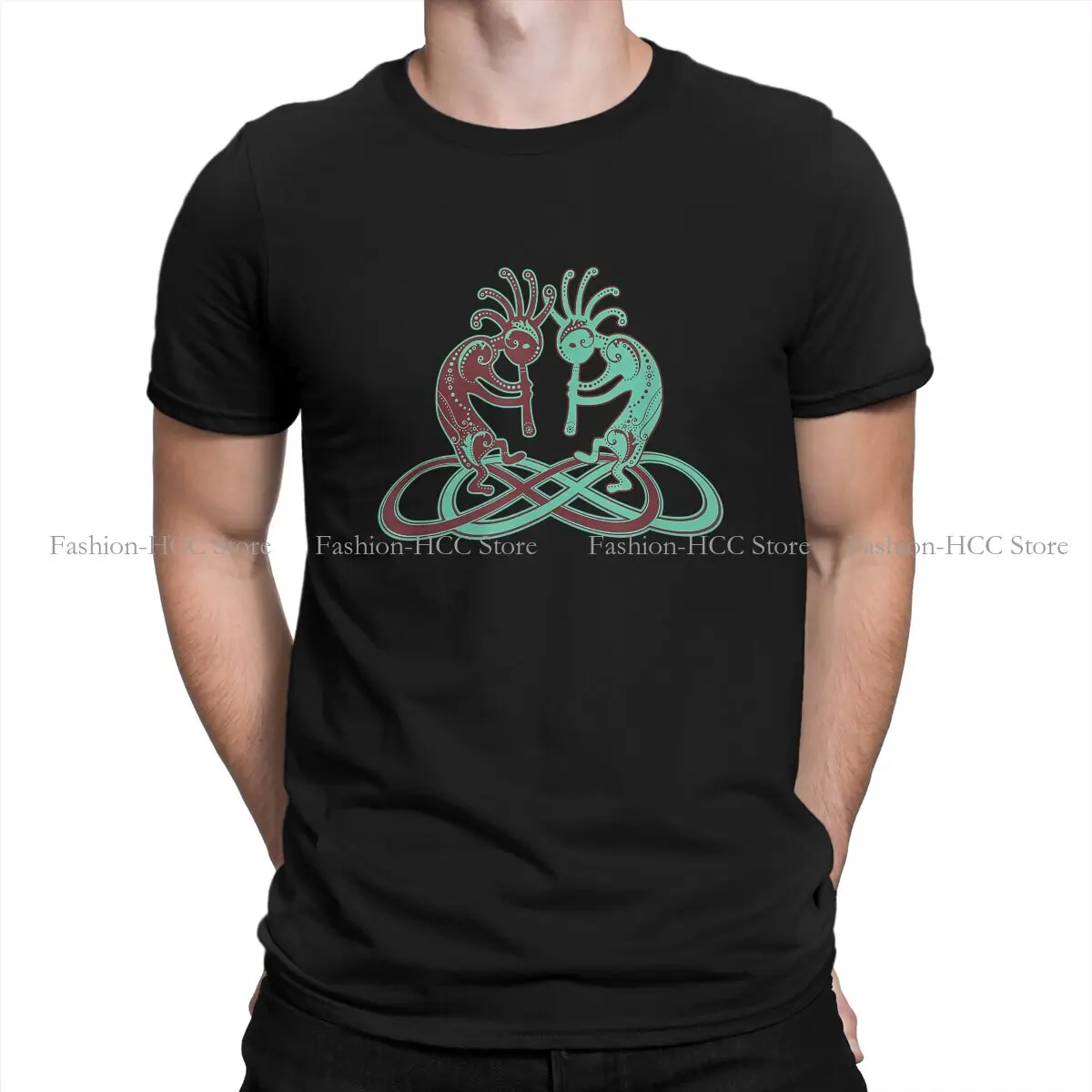 Forever Infinty Lemniscates Brown Teal Casual Polyester TShirt Kokopeli Creative Streetwear Casual T Shirt Male Short Sleeve