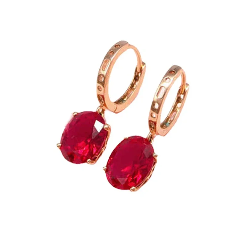 Classic Oval Ruby Earings oval simple elegant glamour Red gemstone earrings for women evening party jewelry