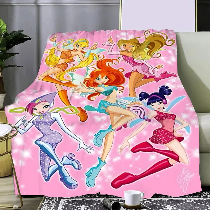 Cartoon Girl W-Winx Clubs Printed Blanket Picnic Blankets Warm Blanket Soft and Comfortable Blanket Home Travel Birthday Gift