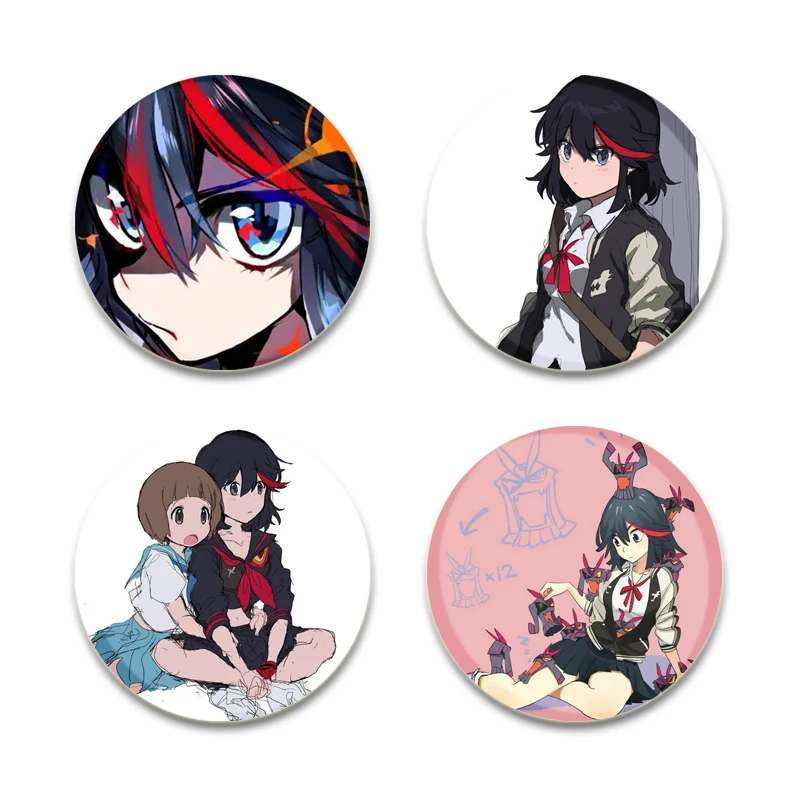 Kill La Kill Cute Anime Brooches Kuroko Matoi Ryuuko Kiryuuin Satsuki Pins Handmade Round Cartoon Badge Jewelry Accessories Gift