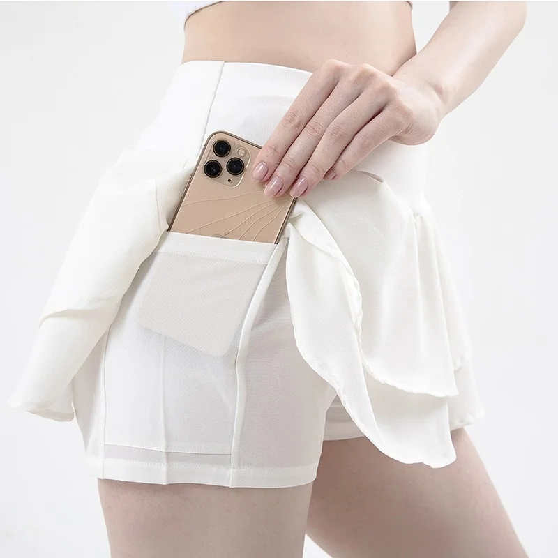 Soft Sports White Skirt for Women Summer Fashion Running Training Fitness MiniSkirt Girl Golf Tennis Anti-exposure Short Skirts
