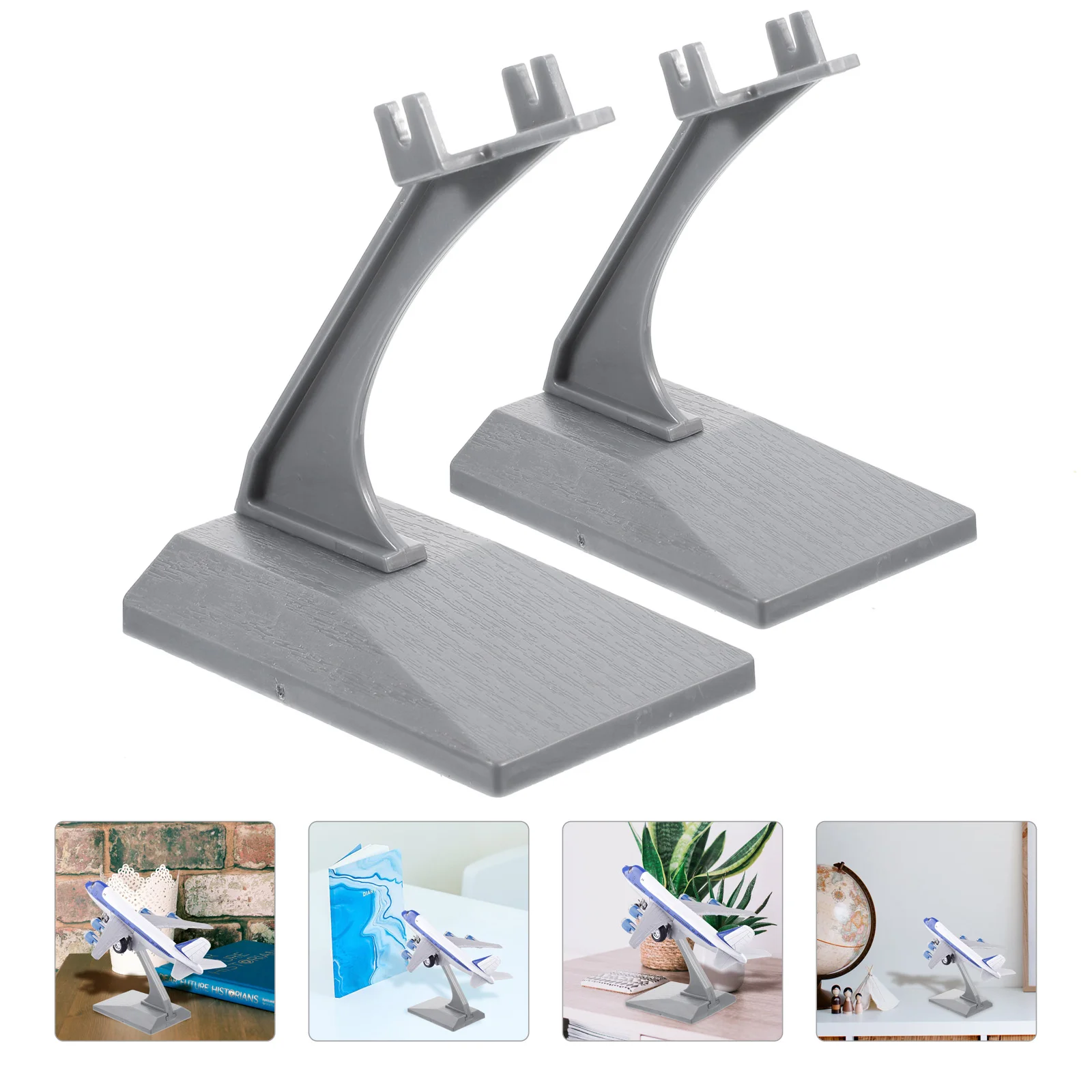 

2 Pcs Bracket Practical Display Stand Airplane Decor Model Aircraft Holder Models Plastic