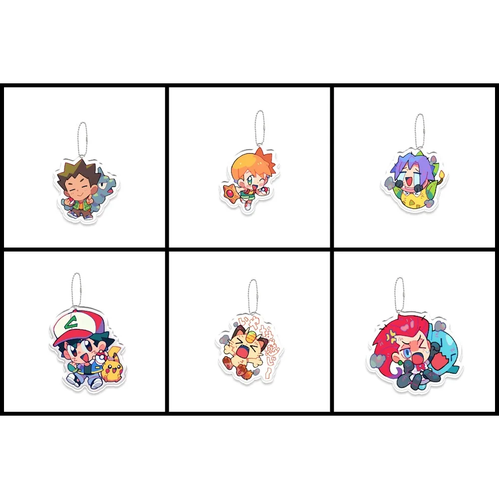 

DIY Pokemon Acrylic Key Chain Backpack Pendant Trainer Ash Ketchum Brock Jessie James Anime Peripheral Collection Holiday Gift