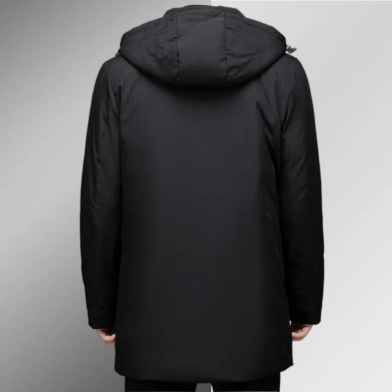 Veste à capuche en coton chaud épaissi pour hommes d'âge moyen et âgés, monochromatique, respirante, hiver