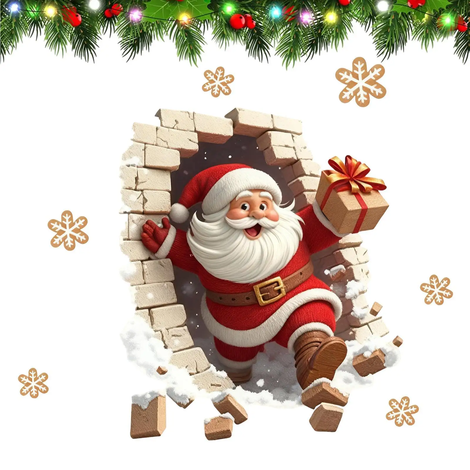 Wall Stickers Christmas Santa Breaking Brick Wall Stickers Self adhesive wall stickers bathroom toilet stickers home decoration