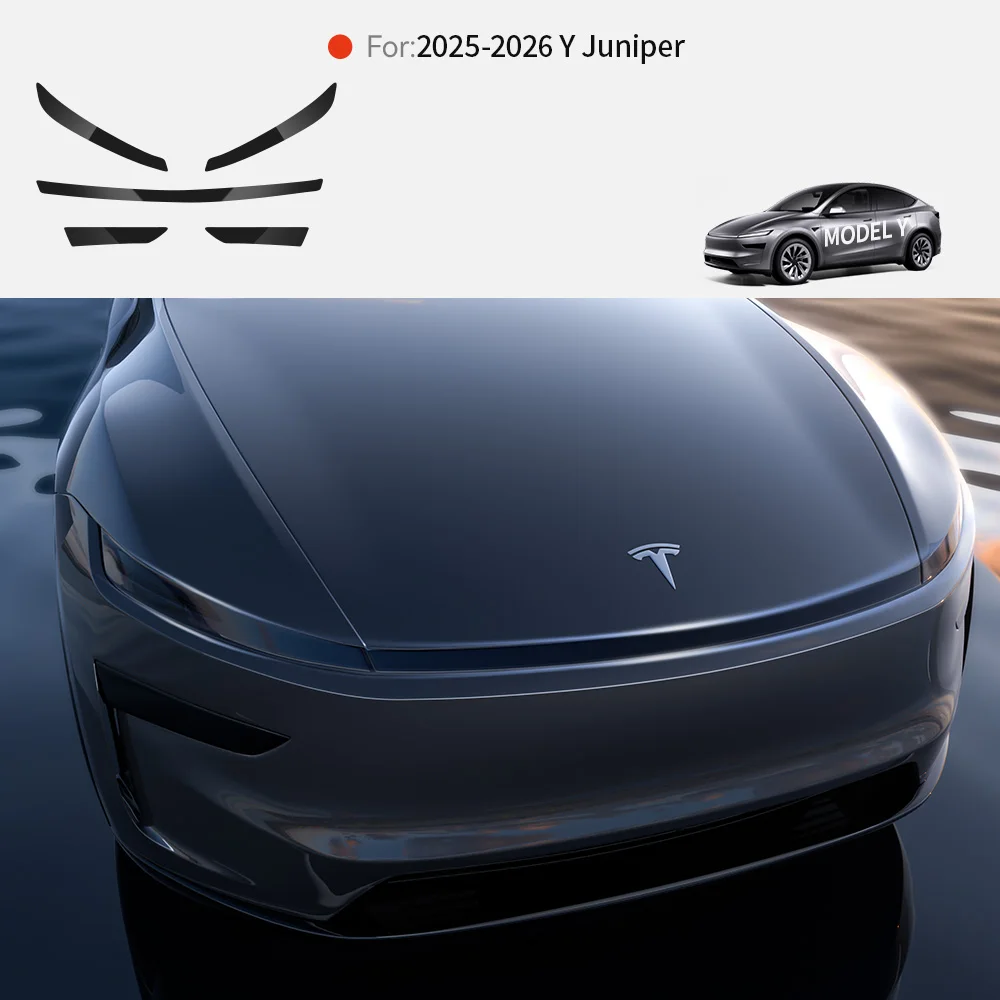 

YZ For Tesla Model Y Juniper 2025 2026 Headlight Protection Film Blackened Head Lamp Stickers Car Exterior Accessories