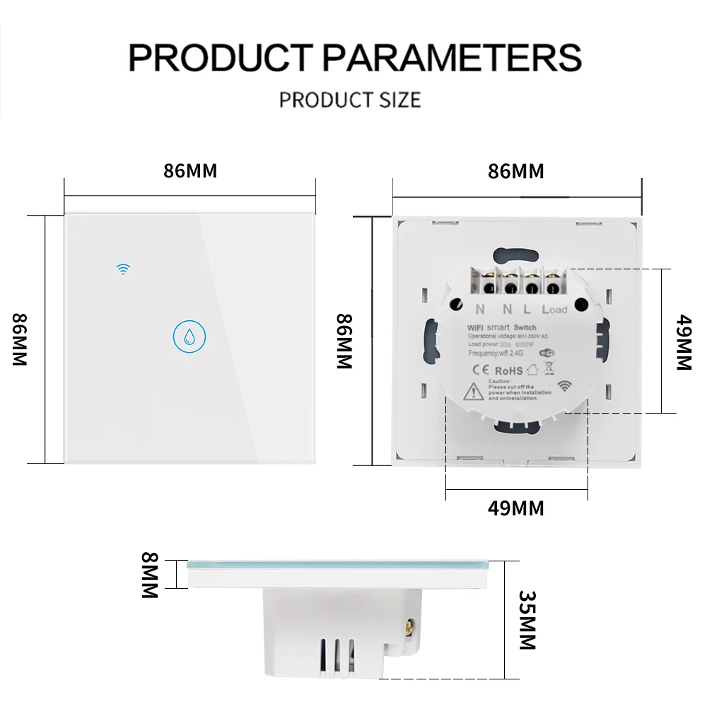 Interruptores de Aquecedor de Água Tuya WiFi, Interruptor De Caldeira Inteligente, Padrão Da UE, Reino Unido, Vidro De Luxo, Controle De Voz, Touch Timer, Alexa, Google Home, 40A