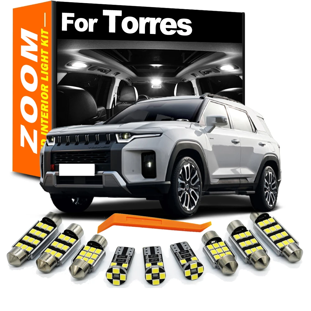 Kit de luz interior LED Canbus branco para Ssangyong, luz branca para carro, mapa, cúpula, tronco, 12-24V, 12-24V, 2022, 2023, 2024, 2025