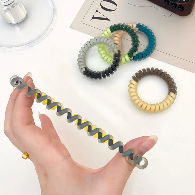 Zoete Meisje Transparante Dubbele Kleur Frosted Telefoonsnoer Haar Touw Voor Vrouwen Hoge Elastische Rubberen Band Mode Haaraccessoires
