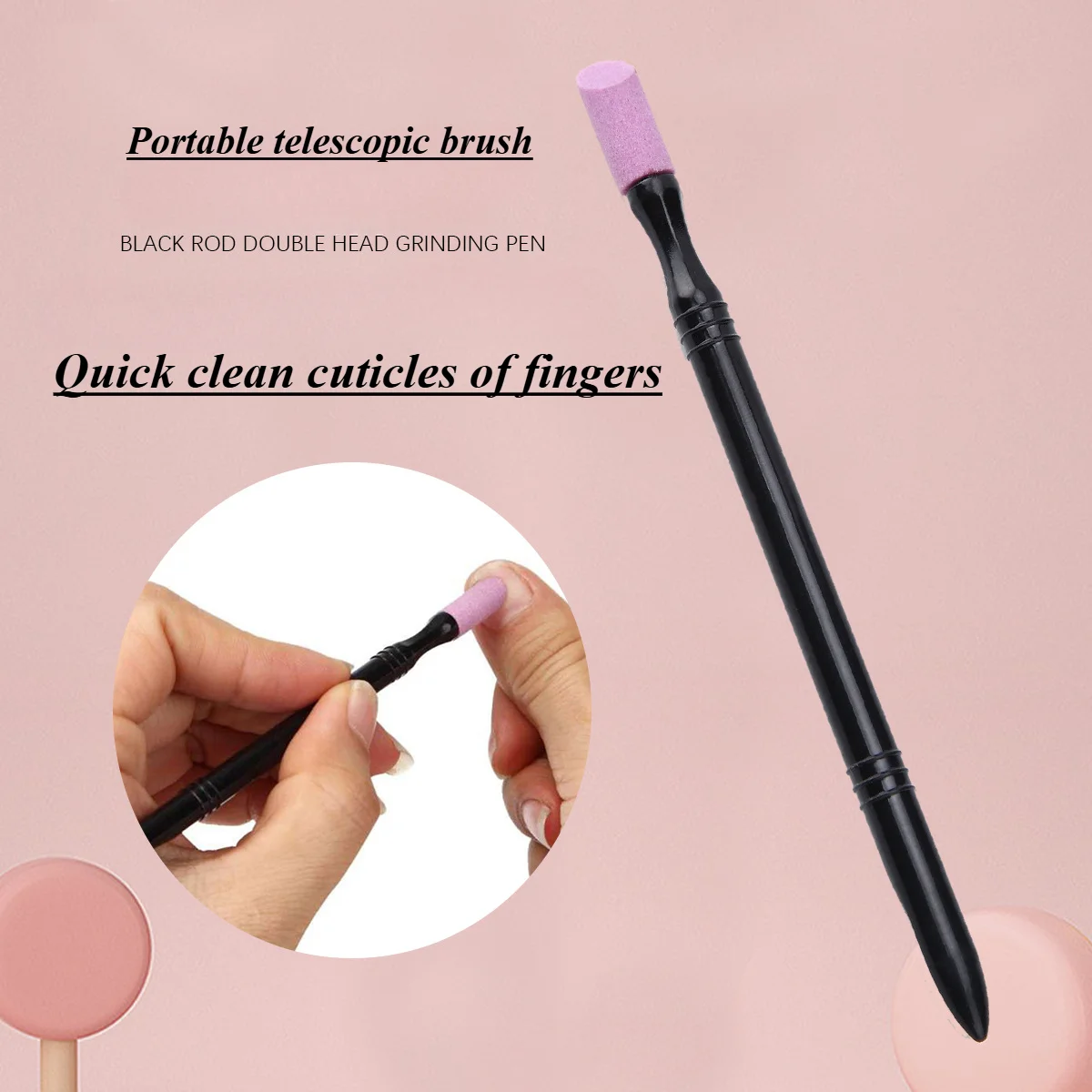 

Classic Quartz Scrub Stick Nail cuticle Remover Dead Skin Push Hand Trimmer Nail Scrub Stick two-headed nail exfoliating tool