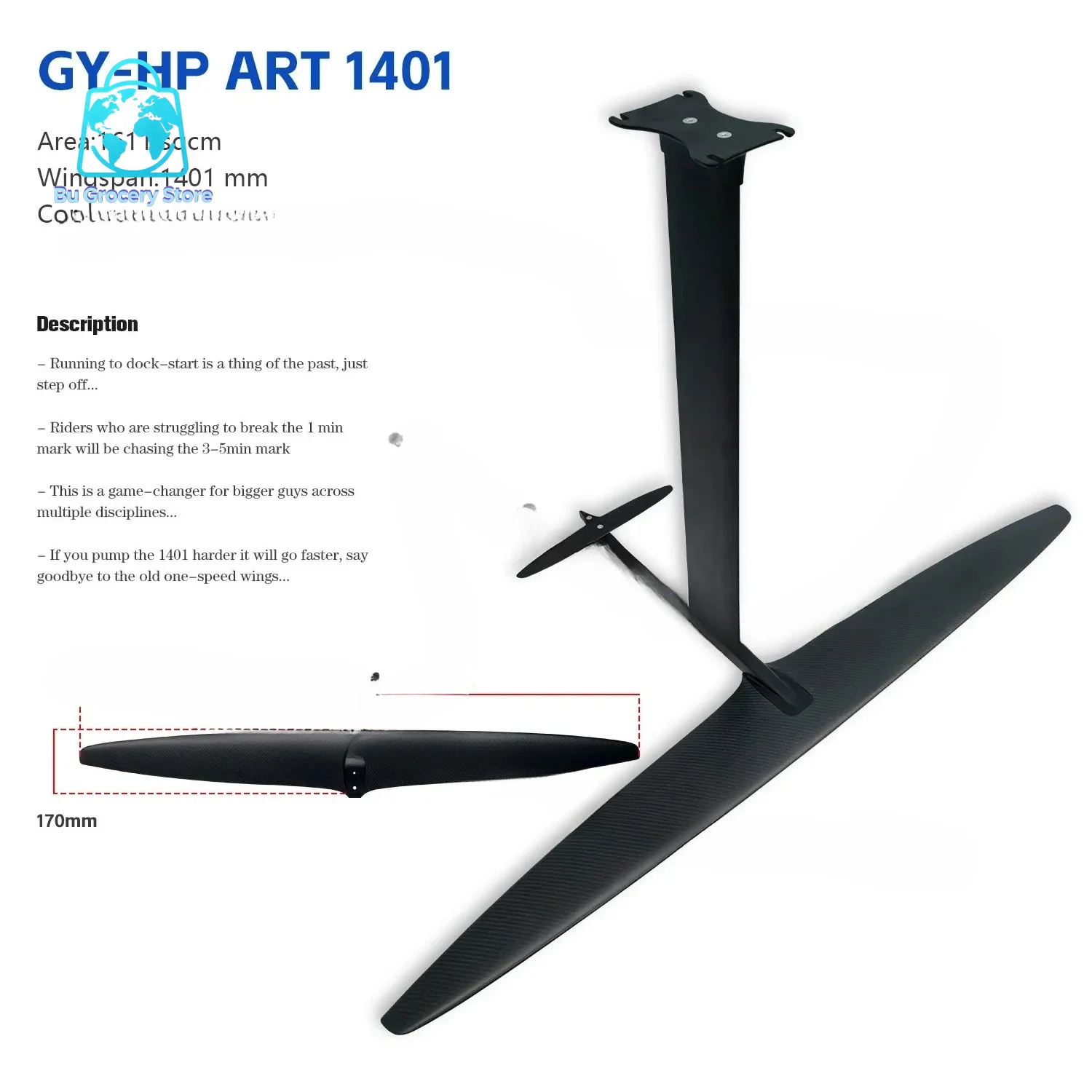 Watersports GY-HP1401 Hydro Wing Foil Set Carbon Aluminum Pump  Board Kit with Surfboards Accessories for Hydrofoil Surfing