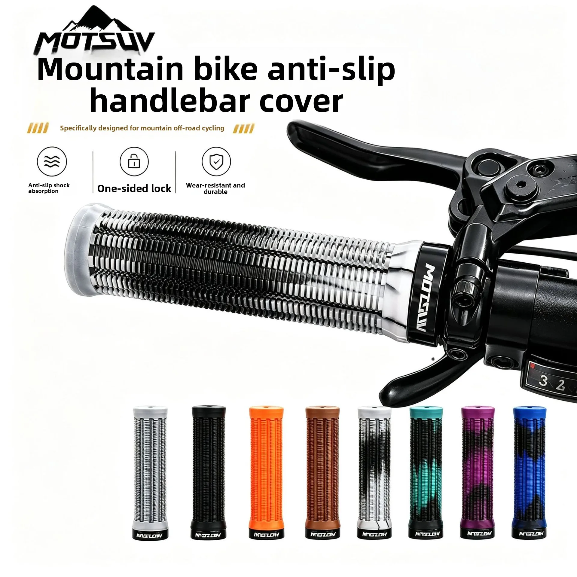 Single Lock‑on Bike Handlebar Grips Camouflage Dual Color NonSlip Wear Resistant MTB Off‑Road Cycling Handle Grips Bicycle Parts