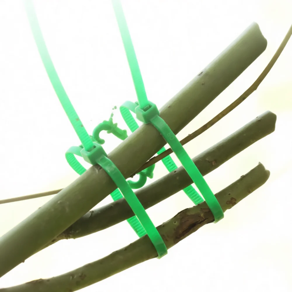 Durable Green Garden Ties Plant Support Fixing Straps Flexible Nylon Cable Clips For Climbing Vine Flower Vegetable Stakes