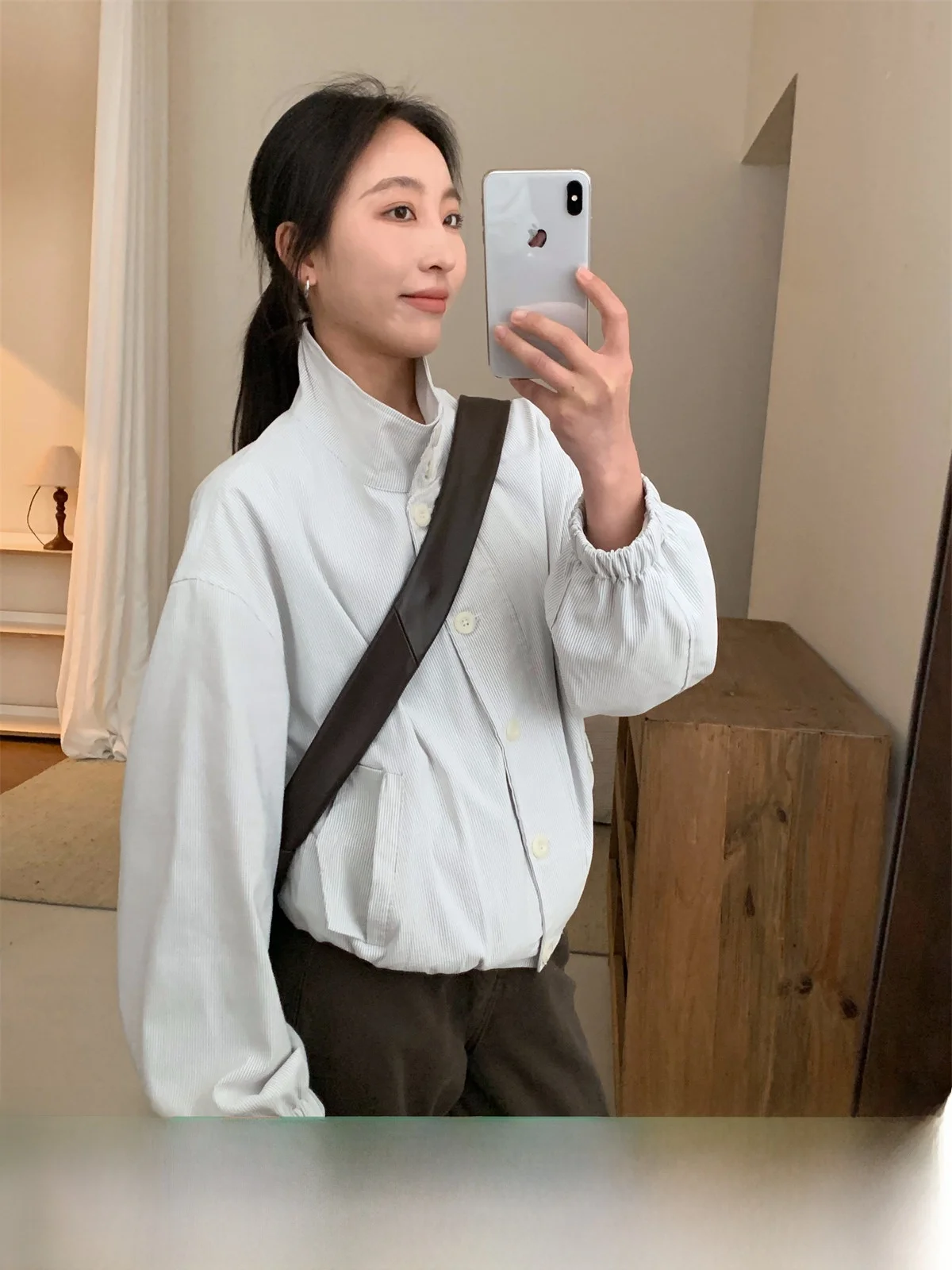 

Повседневная женская приталенная куртка в полоску из хлопка с длинными рукавами, на молнии, с эластичным низом, для города, универсальная, весенняя новинка