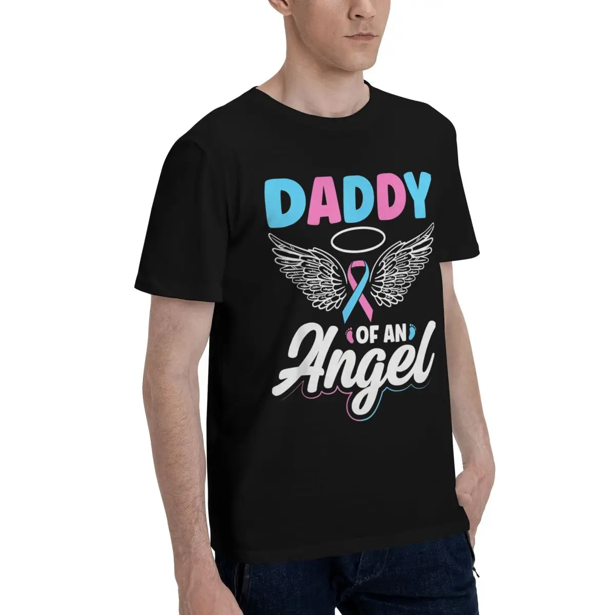 Daddy Of Angel Wings Ribbon Cute Movement High quality Championship Tees Fitness USA Size