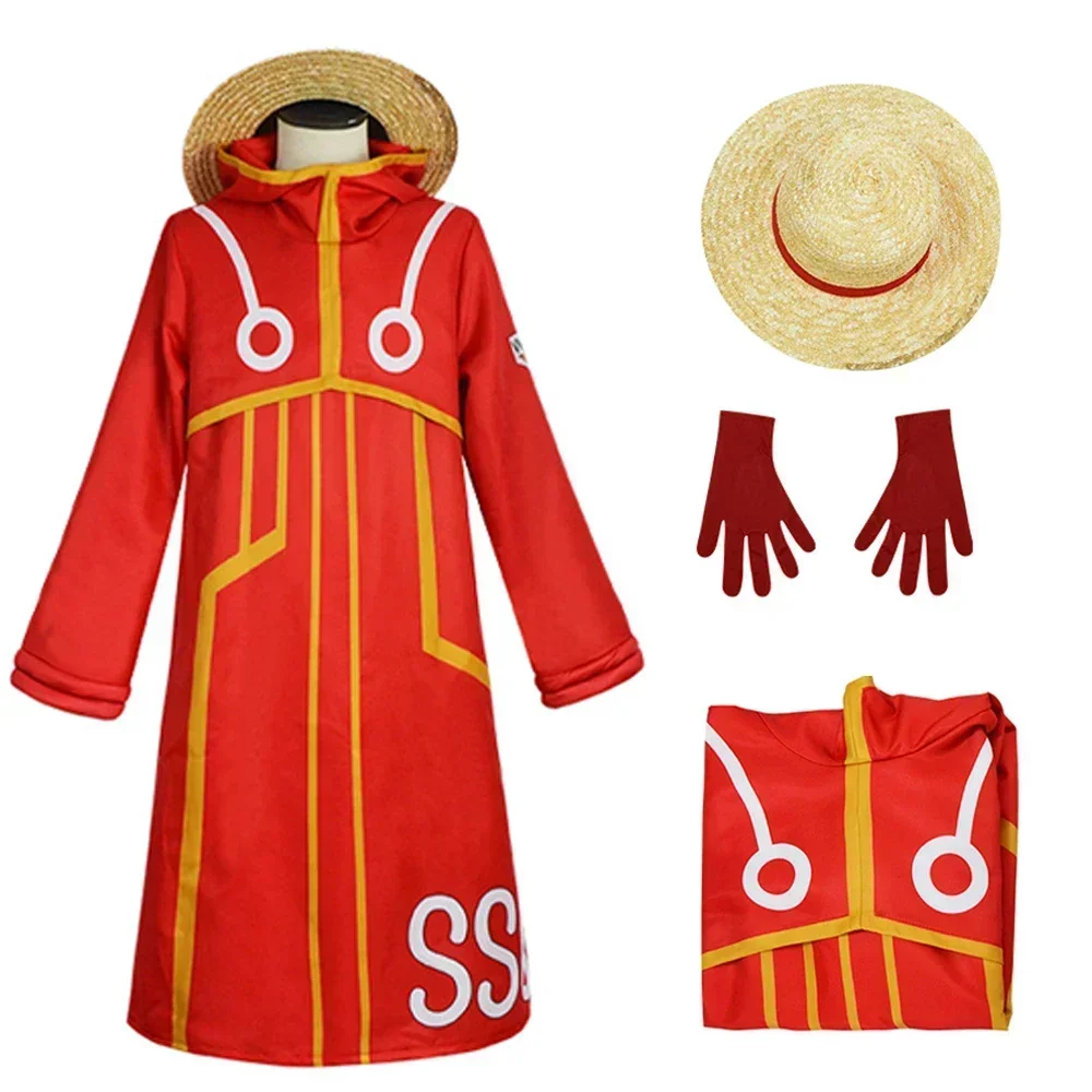 Egghead Island Costume Monkey D Luffy Robe Cosplay Costume 163 Luffy Jacket Coat Hat Outfit Halloween Suit